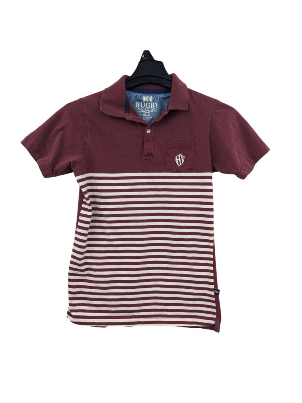 Striped‎ Polo Shirt Preppy Ivy League Collegiate Casual Retro Short Sleeve Small